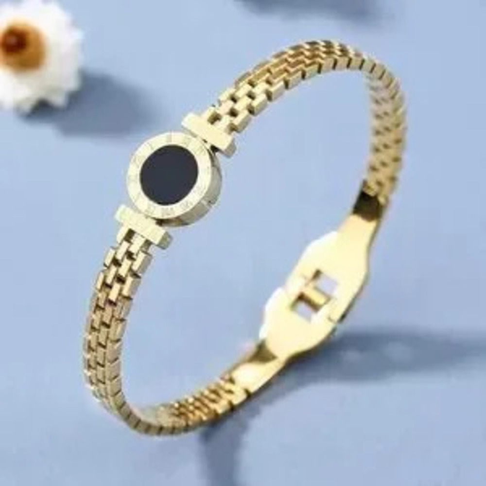 Gold Plated Stainless Steel Roman Numeral Bracelet